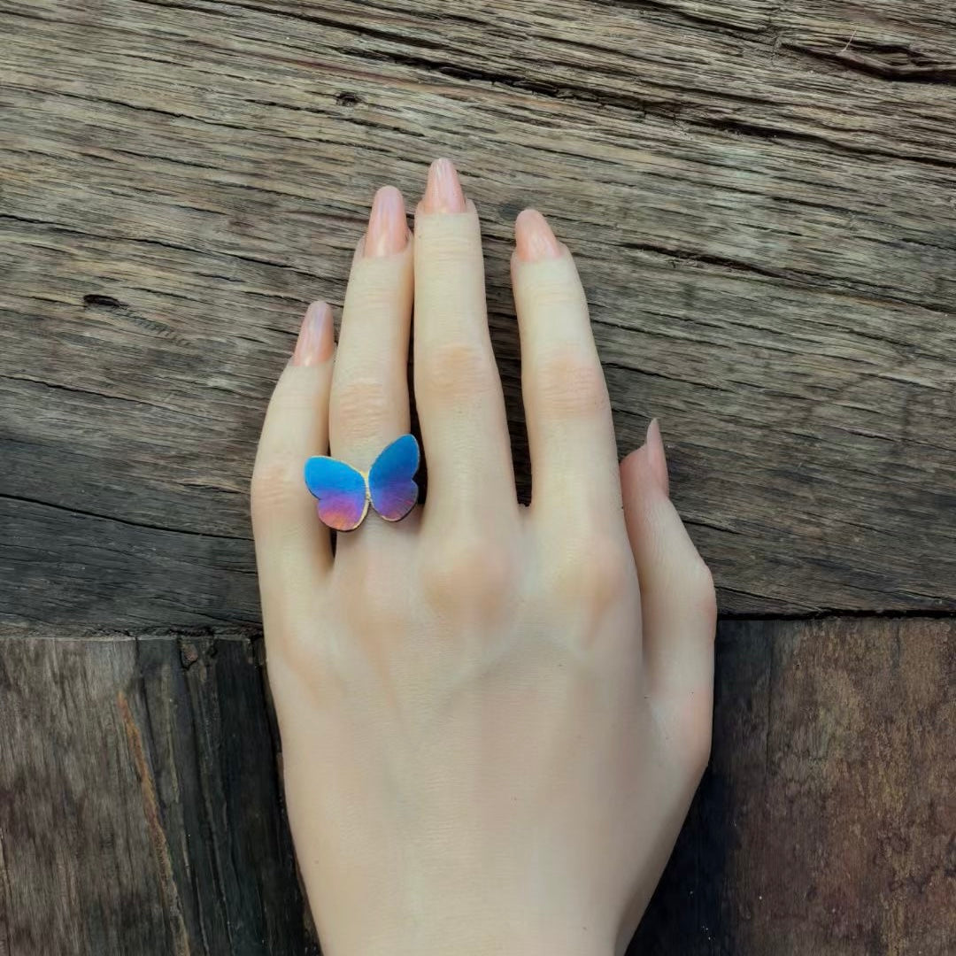 Handmade Titanium Butterfly Ring