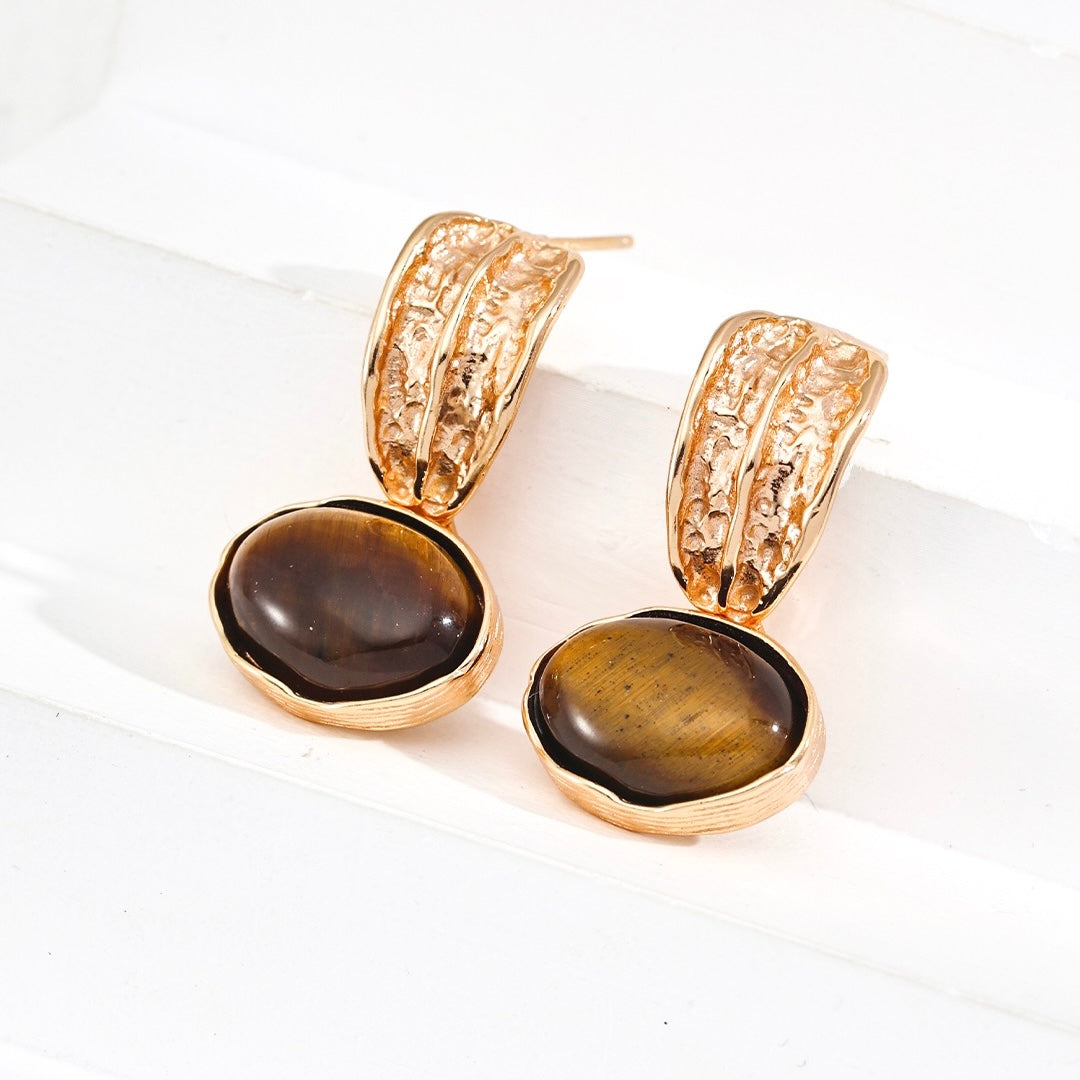 Natural Tiger Eyes Stone Earring