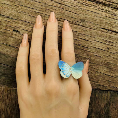 Bague papillon en titane faite à la main